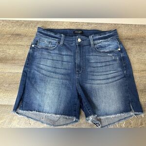 Judy Blue Shorts Women's 1XL High Rise Bermuda Blue Denim JB15228DK Stretch